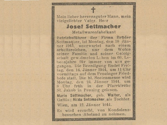 Josef Settmacher, Sohn