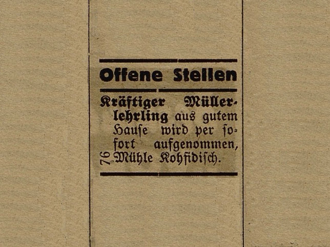 Kohfidisch, Inserat