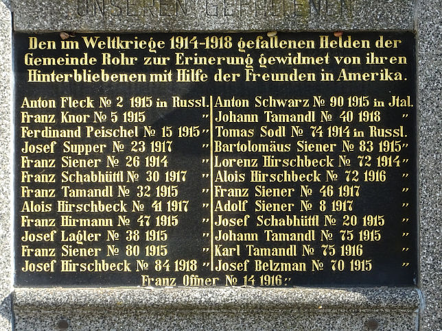 Rohr im Burgenland, Kriegerdenkmal