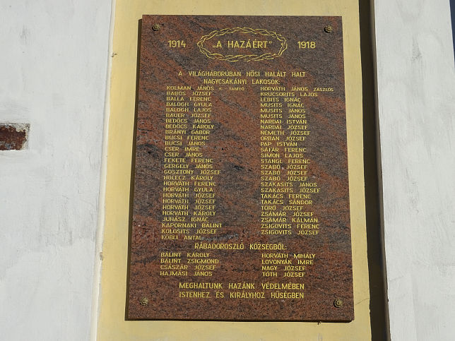 Csknydoroszl, Kriegerdenkmal