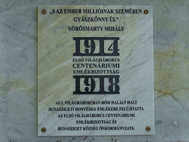 Dunasziget, Kriegerdenkmal