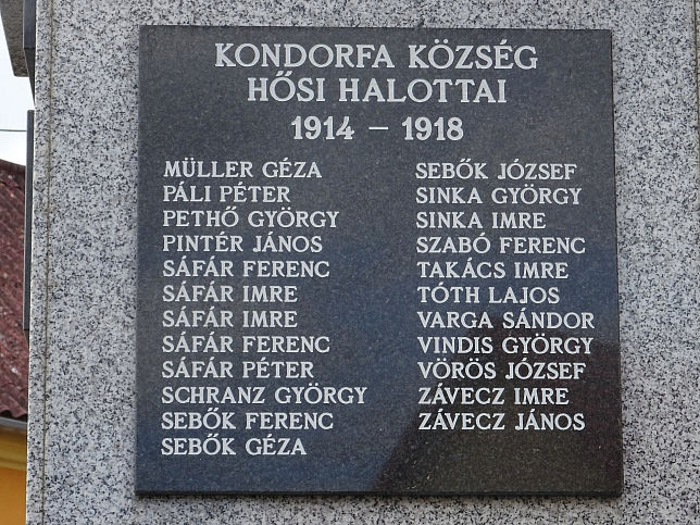 Kondorfa, Kriegerdenkmal 1. WK