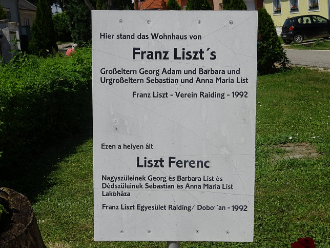 Rajka, Wohnhaus der Groeltern und Urgroeltern von Franz Liszt