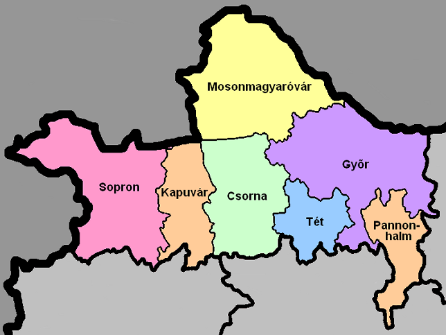 Kreise im Komitat Gyr-Moson-Sopron