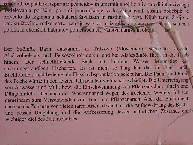 Szlnki-patak, Infotafel
