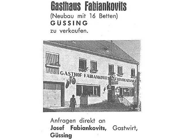 Gssing, Verkaufsanzeige Fabiankovits, 1970