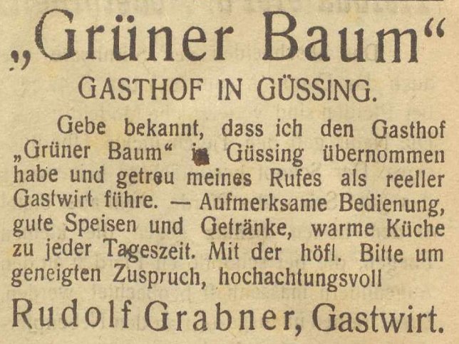 Gssing, Zum grnem Baum