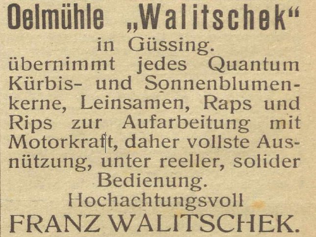 Gssing, lmhle (lpresse) Walitschek