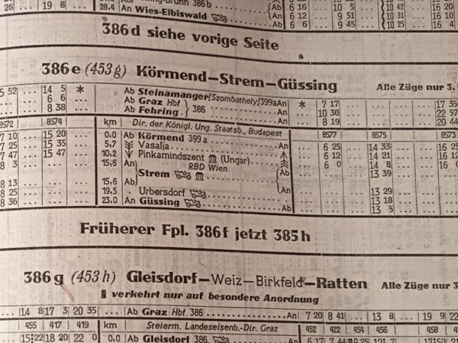 G�ssinger Bahn, Fahrplan