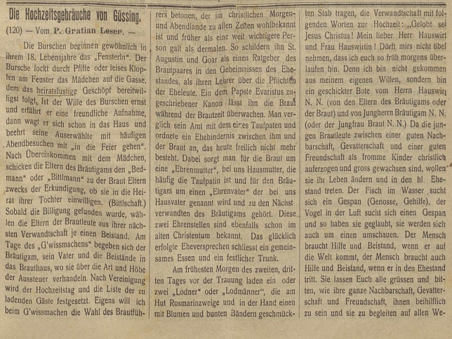 Hochzeitsgebruche von Gssing, 1925