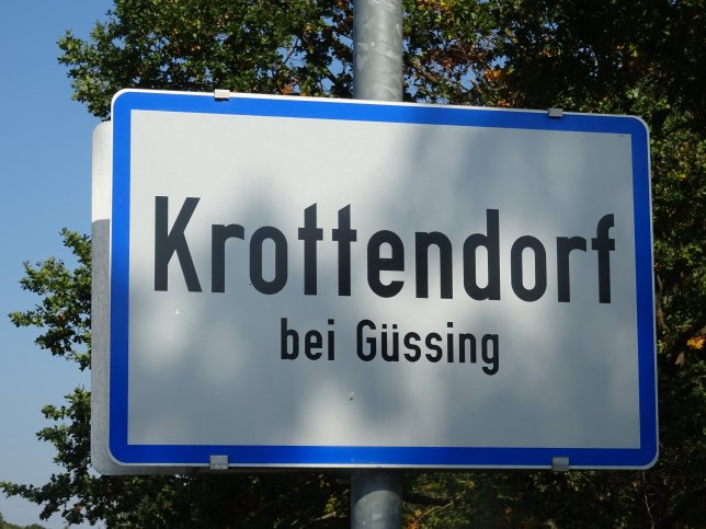 Town sign in Krottendorf near Gssing.