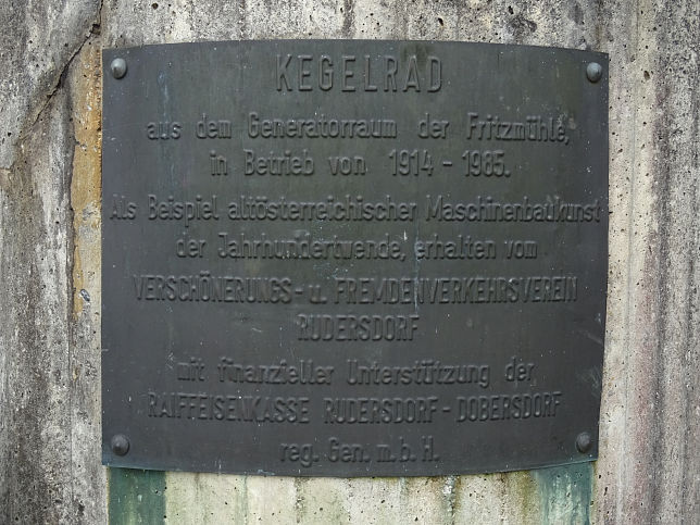 Rudersdorf, Fritz-Mühle, Kegelrad