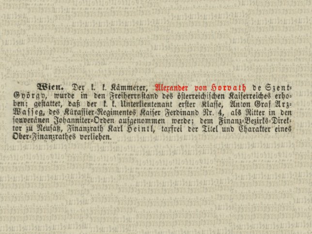 Alexander Freiherr von Horv�th
