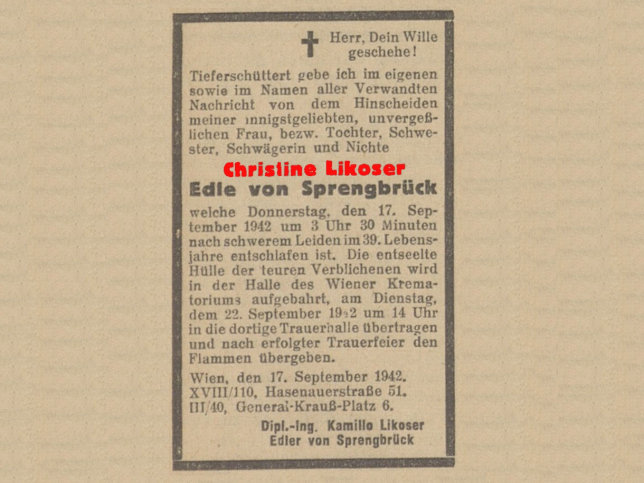 Christine Likoser Edle von Sprengbrck