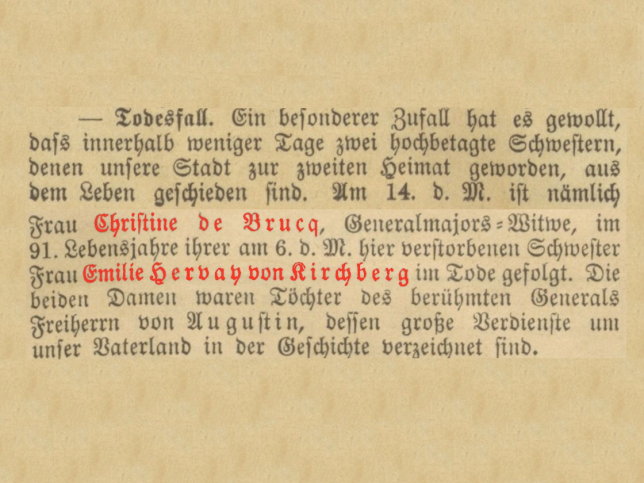 Emilie Elisabeth Hervay Edle von Kirchberg und ihre Schwester Christine