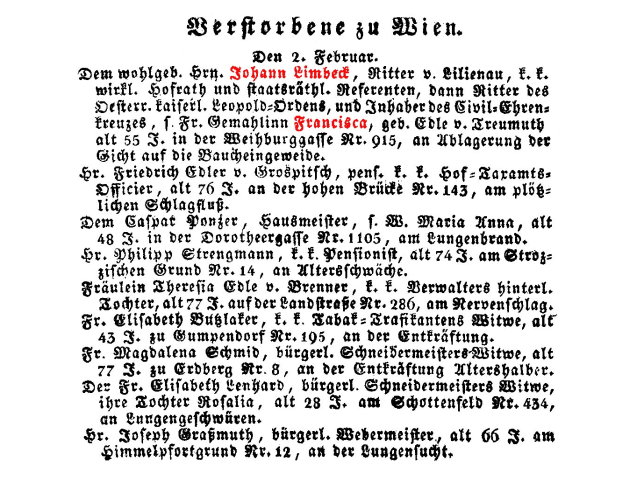 Francisca Limbeck, geb. Edle von Treumuth