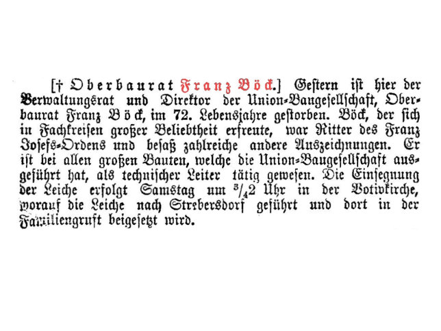 Franz Bck, Oberbaurat