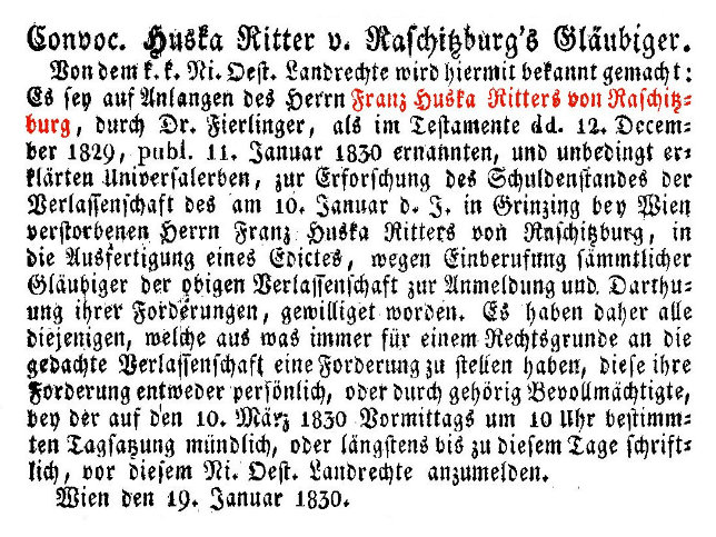 Franz Huschka von Raschitzburg