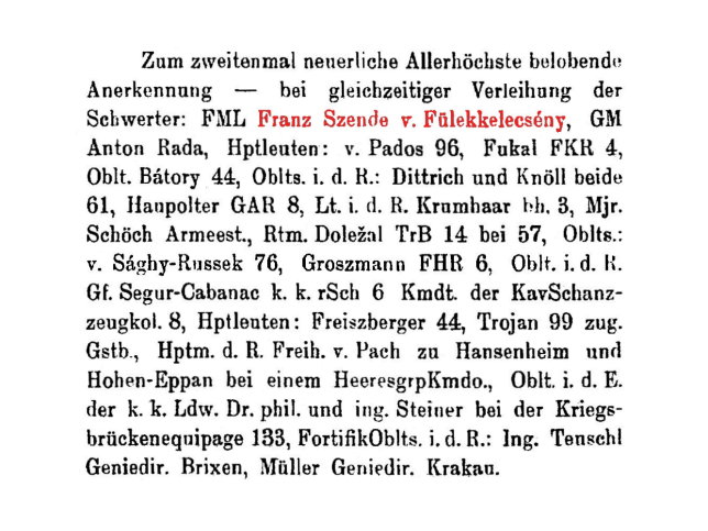 Franz Szende von F�lekkelecs�ny