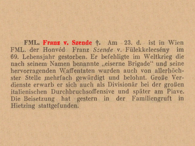 Franz Szende von F�lekkelecs�ny