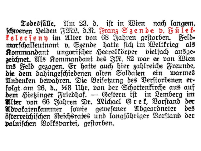 Franz Szende von F�lekkelecs�ny