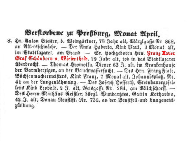 Franz Xaver Graf Sch�nborn