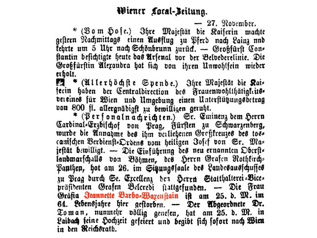 Johanna Gr�fin Barbo von Waxenstein