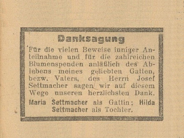 Josef Settmacher, Sohn