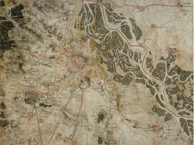Wien und die unregulierte Donau um 1790