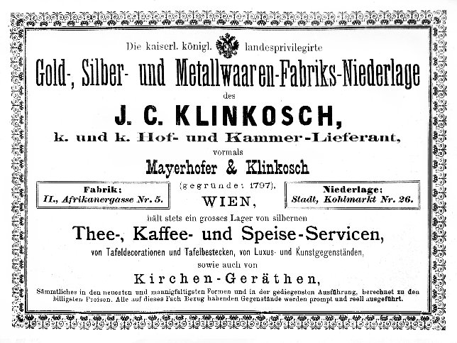 Werbung von J. C. Klinkosch (1891)