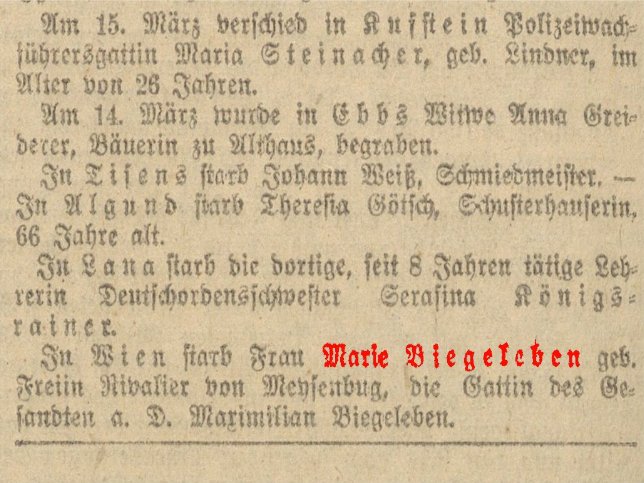 Maria Freifrau von Biegeleben