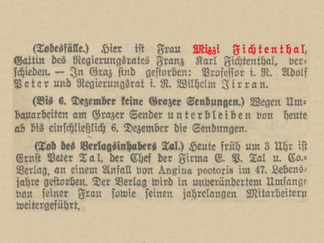 Marie (Mizzi) Fichtenthal