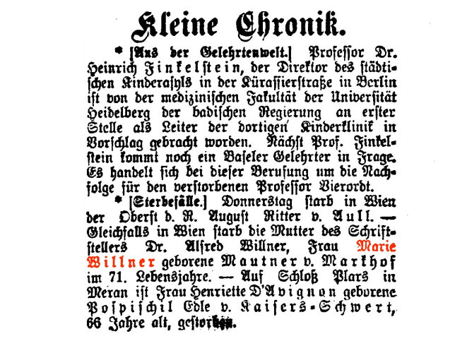 Marie Willner, geb. Mautner von Markhof