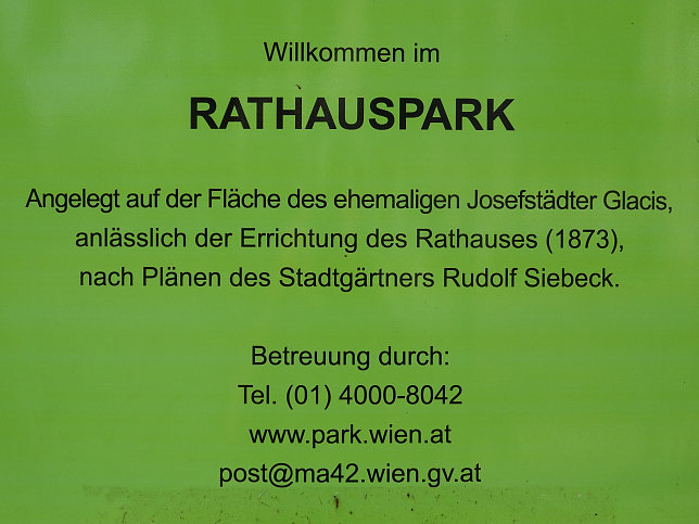Rathauspark, Hinweistafel