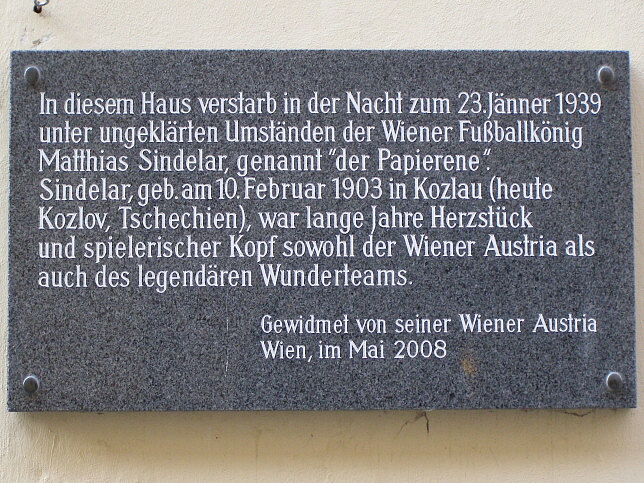 Sindelar Gedenktafel