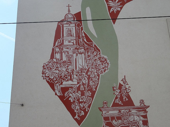 Sgraffito mit Darstellungen aus der Geschichte Gumpendorf von Rudolf Heinz Keppel