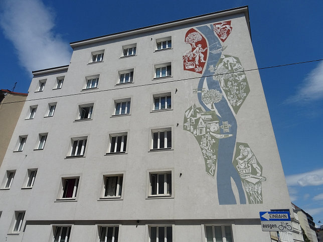 Sgraffito mit Darstellungen aus der Geschichte Gumpendorf von Rudolf Heinz Keppel