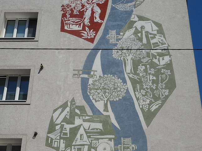 Sgraffito mit Darstellungen aus der Geschichte Gumpendorf von Rudolf Heinz Keppel
