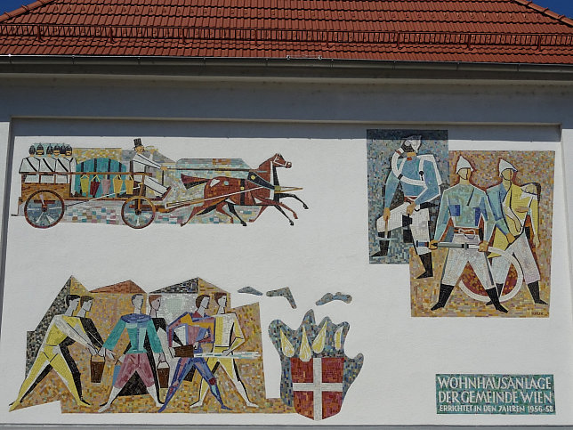 Mosaik 'Entwicklung der Wiener Feuerwehr von der Gotik bis heute'