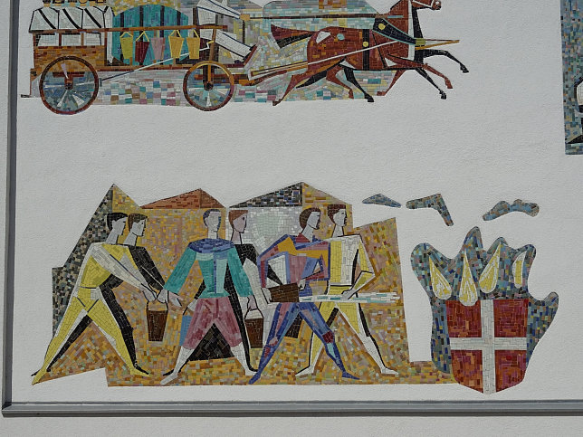 Mosaik 'Entwicklung der Wiener Feuerwehr von der Gotik bis heute'