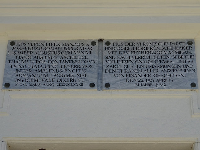 Pfarr- und Wallfahrtskirche Mariabrunn, Inschriften