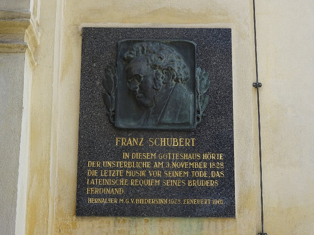 Kalvarienbergkirche, Gedenktafel von Franz Schubert