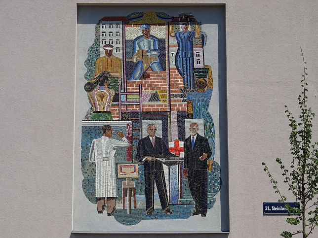 Wandmosaik 'Planung und Bau eines Wohnhauses' von Paul Meissner