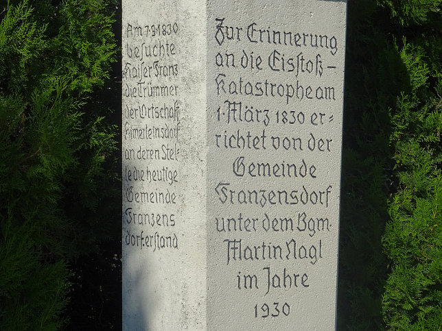 Franzensdorf, Denkmal an den Eissto von 1830